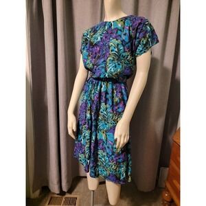 Vtg Y2k 80s 90s Luci Pellini Dress Bold Floral‎ Flowy Skirt Cottagecore Fairy 12